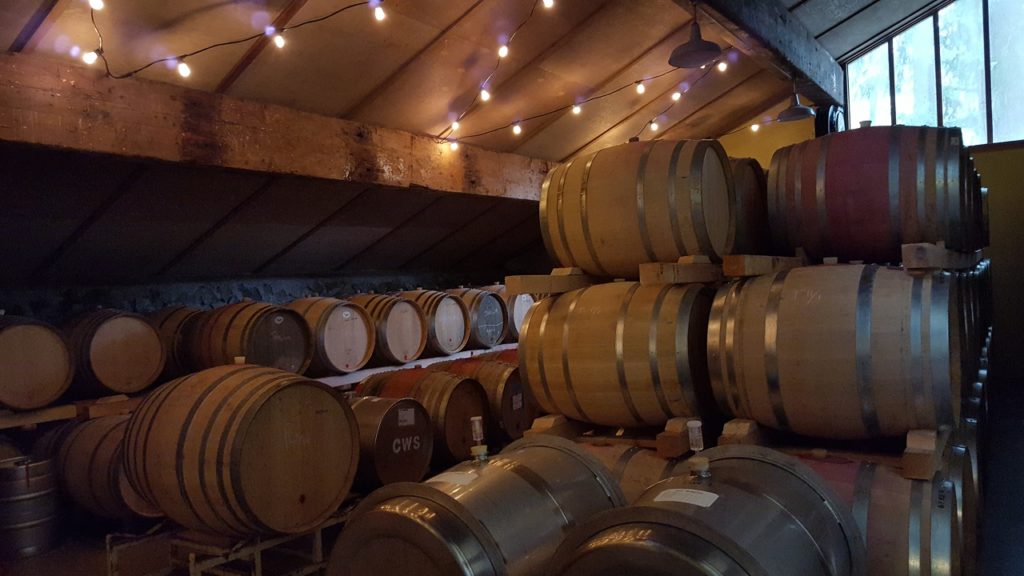 Wine barrels at Hamacher Wines