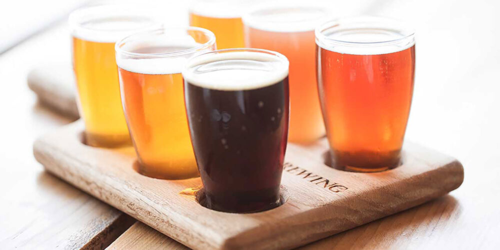 tray of six beer tastings