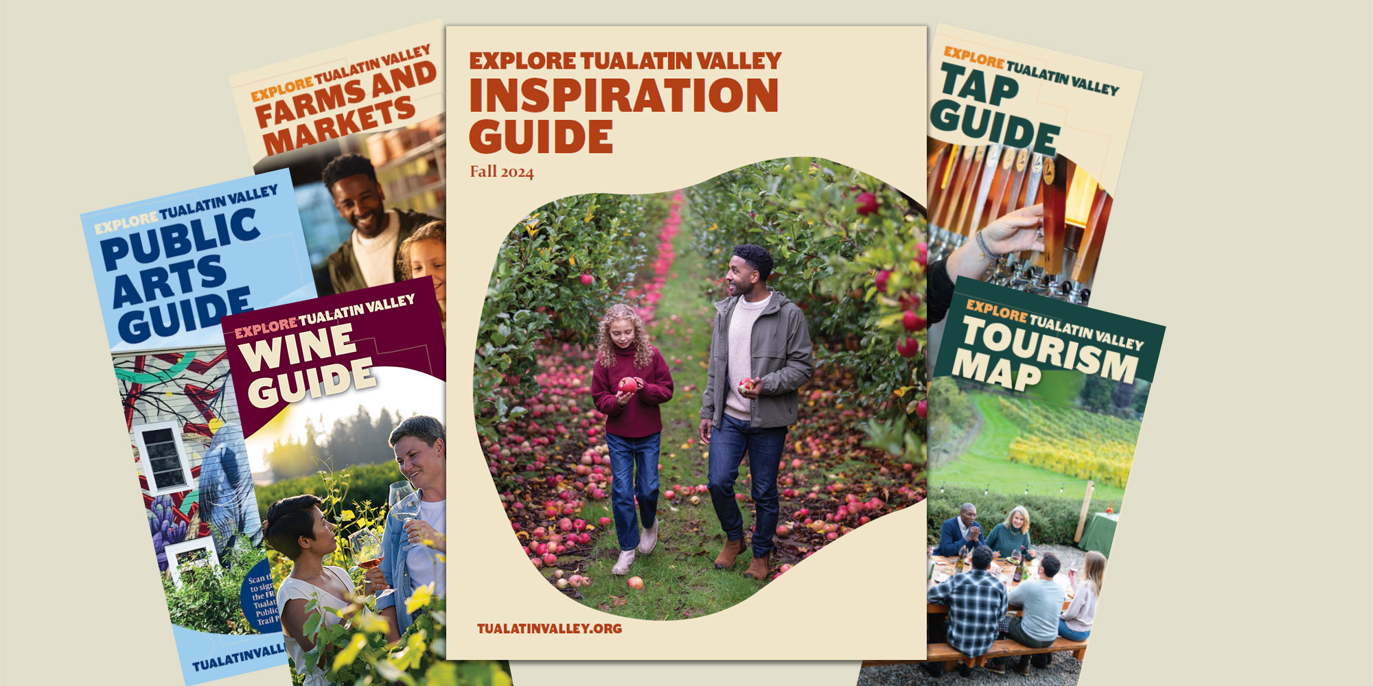 Farm and Markets Guide, Public Arts Guide, Wine Guide, Tap Guide, Tourism Map, Inspiration Guide