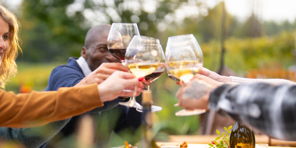 friends enjoying wine