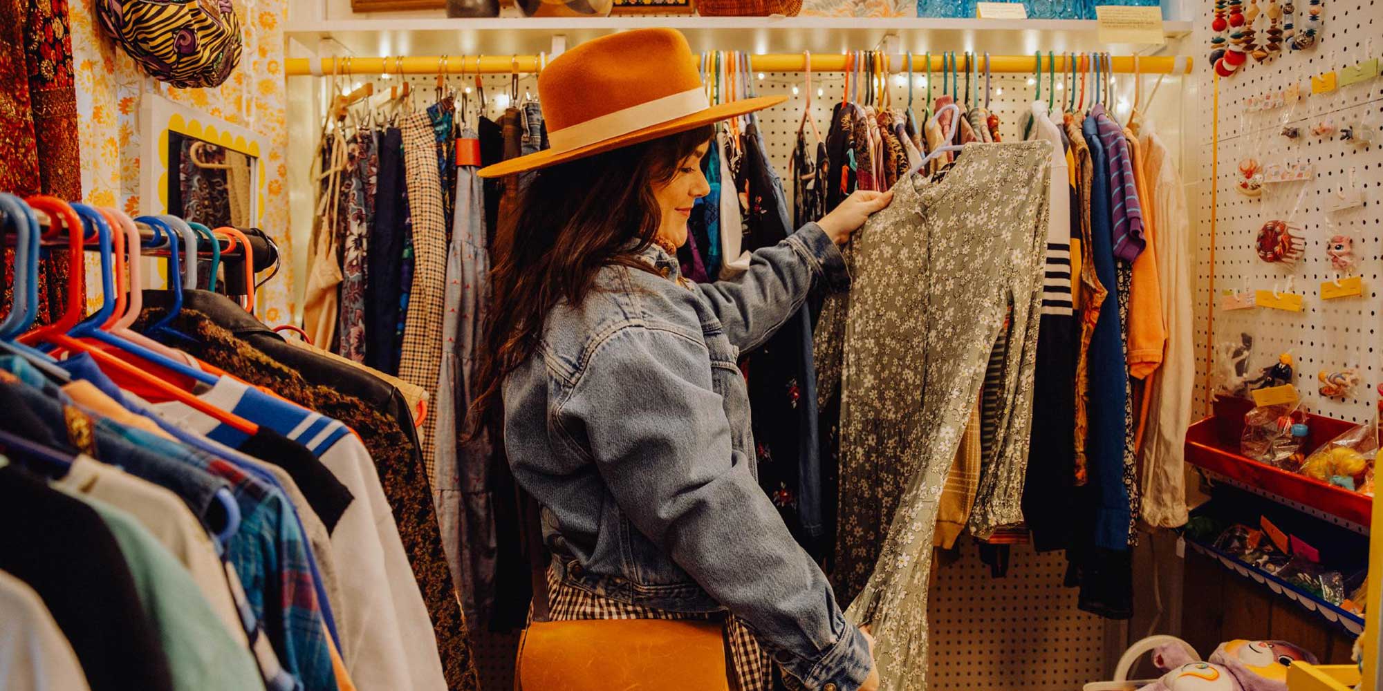 a woman shopping for clothes