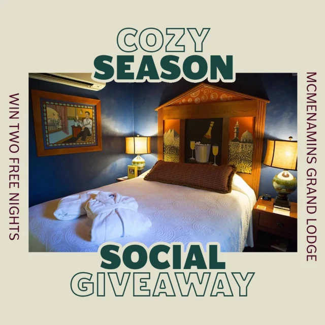 Giveaway time! 

Fall is here, 🍁 and we’re celebrating the arrival of Cozy Season with a giveaway in partnership with @mcmenaminsgrandlodge! 

Enter to win one of three grand prizes – each for two nights at the Grand Lodge in Forest Grove, including access to their soaking pool. Enjoy their many other amenities – like the restaurants, bars, movie theater, and historic grounds. 

To enter, complete two simple steps:  1: Follow the @tualatinvalley Instagram account 2: Complete the entry form in our bio (“Sign Up” button).

This sweepstakes is administered by Explore Tualatin Valley and is in no way administered, endorsed, or sponsored by Instagram. Please see https://etvor.com/cozyrules for complete Terms & Conditions.